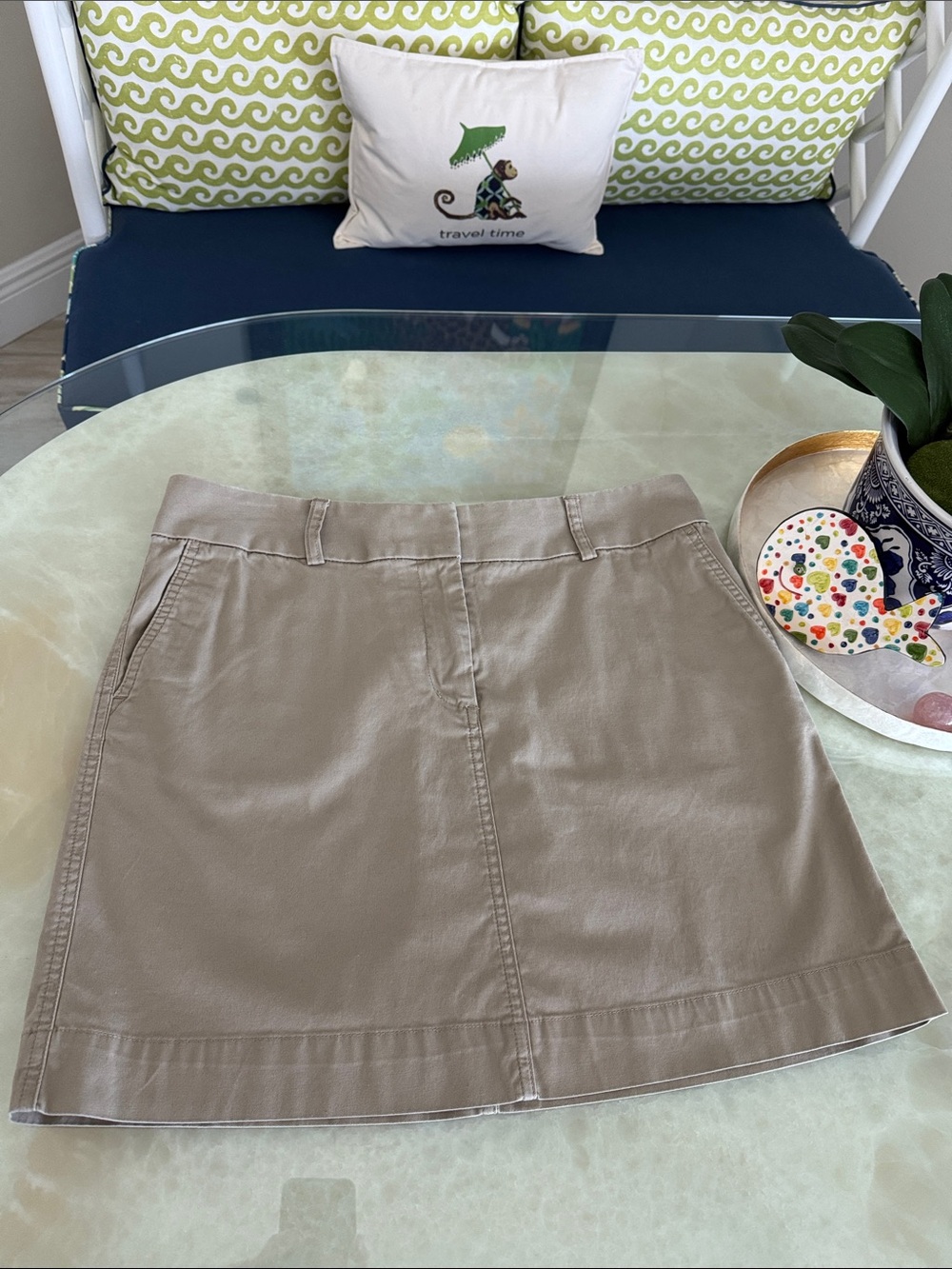 Vineyard Vines Tan Khaki A-Line Cotton Skirt